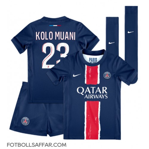 Paris Saint-Germain Randal Kolo Muani #23 Hemmadräkt Barn 2024-25 Kortärmad (+ Korta byxor)